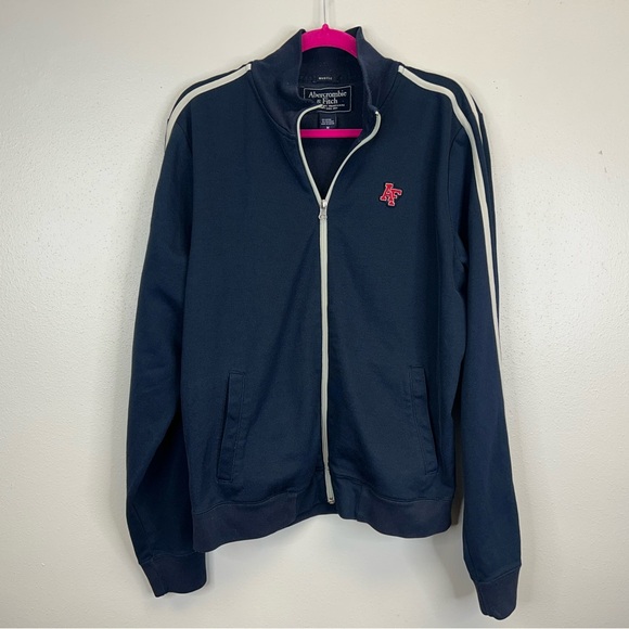 Abercrombie & Fitch Other - Vintage Y2K Abercrombie & Fitch Navy Blue Track Jacket Stripes Logo Mens M Rugby